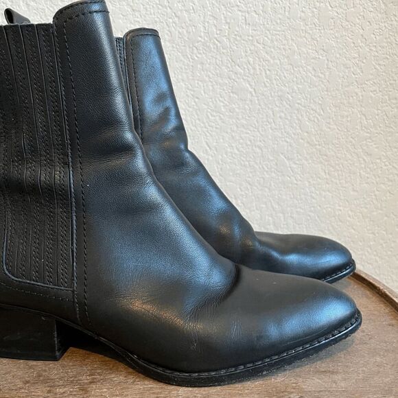 Alexander Wang Anouck Leather Rose Gold Black Chelsea Boots Womens 37 US 7 - Picture 3 of 12